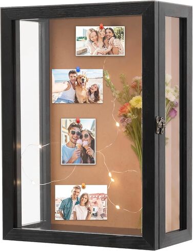 Acrylic 11x15 Inch Deep Shadow Box Frame Wall Mounted,Depth 5 Inch Display Case,Three-Sided Premium Clear Acrylic Viewing Panels,Include a Warm LED Light Strip Black in Saudi Arabia