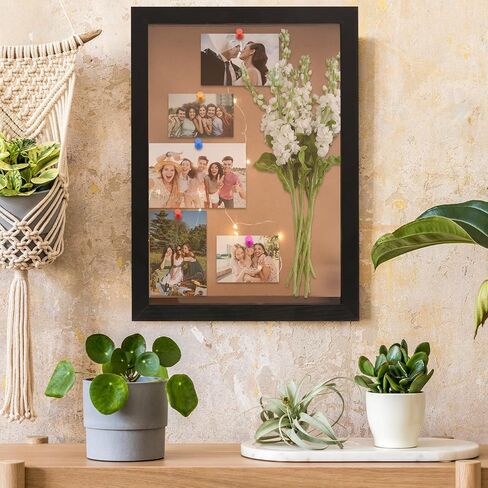 Acrylic 11x15 Inch Deep Shadow Box Frame Wall Mounted,Depth 5 Inch Display Case,Three-Sided Premium Clear Acrylic Viewing Panels,Include a Warm LED Light Strip Black in Saudi Arabia
