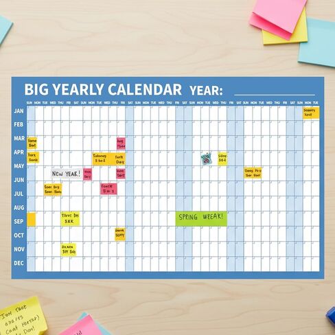 417 Pcs Calendar Dry Erase Door Planner with 12 Month Door Calendar 24 * 36 Jan 2026 - Dec 2026 Laminated Family Yearly Includes 400 Color Label(Year) in Saudi Arabia