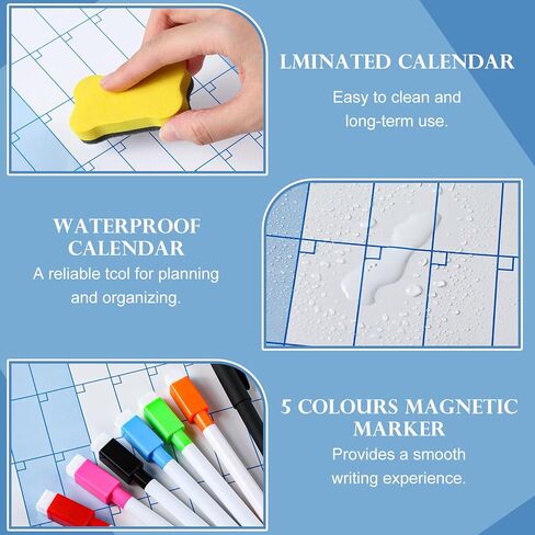 417 Pcs Calendar Dry Erase Door Planner with 12 Month Door Calendar 24 * 36 Jan 2026 - Dec 2026 Laminated Family Yearly Includes 400 Color Label(Year) in Saudi Arabia