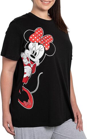 Disney Women's Plus Size T-Shirt, Minnie Mouse, Stretch Black Tee Shirt, Cute Summer Graphic Top, Disneyland Travel Shirt in Saudi Arabia