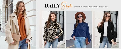 Women's Mock Neck Long Sleeve Shirts - Pleated Front Dressy Casual Blouses, Fashion Fall Tops for Daily & Office Wear in Saudi Arabia