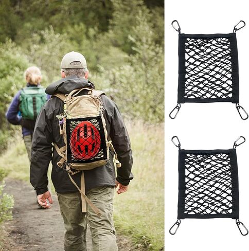 2 Set Helmet Holder for Sport Backpack, Backpack Helmet Attachment, 4 Sides Elastic Bands with 4 Carabiners Attaching to Backpack to Carry Bike/Ski/Motorcycle Helmet and Accessories in Saudi Arabia