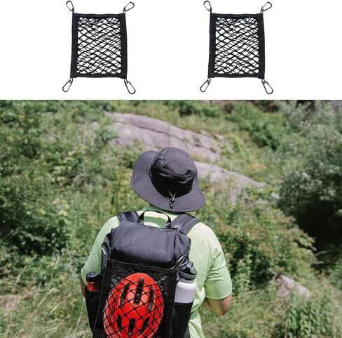 2 Set Helmet Holder for Sport Backpack, Backpack Helmet Attachment, 4 Sides Elastic Bands with 4 Carabiners Attaching to Backpack to Carry Bike/Ski/Motorcycle Helmet and Accessories in Saudi Arabia