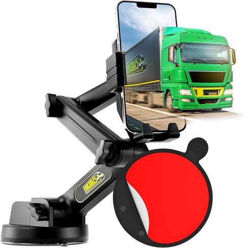 Truck Phone Holder Mount Heavy Duty Super Suction Cup, Cell Phone Holder for Truck Dashboard Windshield 16.9 inch Long Arm & Stable, Compatible with iPhone & Samsung, Gray, Commercial Truck in Kuwait