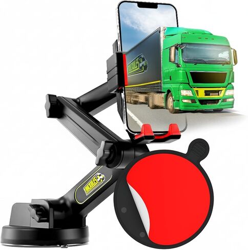 Truck Phone Holder Mount Heavy Duty Super Suction Cup, Cell Phone Holder for Truck Dashboard Windshield 16.9 inch Long Arm & Stable, Compatible with iPhone & Samsung, Gray, Commercial Truck in Saudi Arabia