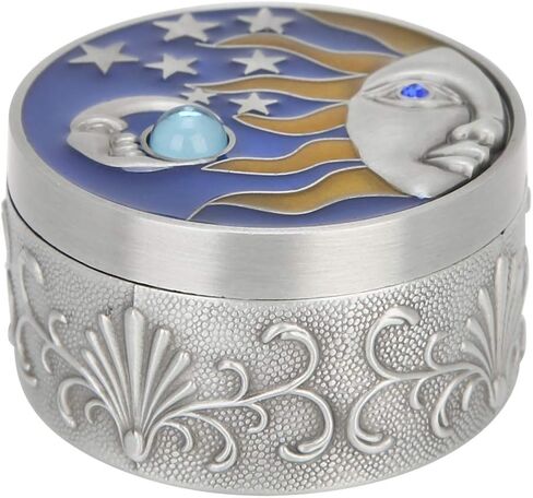 Celestial Decor Storage Box, 24x1.4in Stars and Moon Decor Box, Vintage Round Jewelry Box for Store Rings Necklaces in Saudi Arabia
