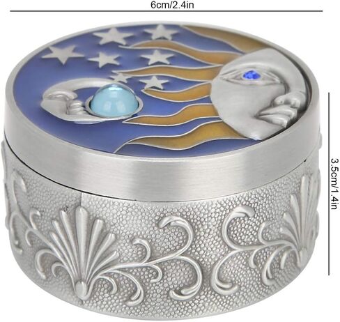 Celestial Decor Storage Box, 24x1.4in Stars and Moon Decor Box, Vintage Round Jewelry Box for Store Rings Necklaces in Saudi Arabia