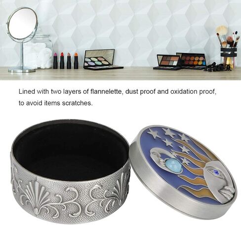 Celestial Decor Storage Box, 24x1.4in Stars and Moon Decor Box, Vintage Round Jewelry Box for Store Rings Necklaces in Saudi Arabia