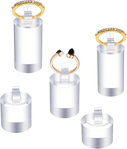 5 Pack Clear Ring Display Stand, Acrylic Ring Display Holder, Cylinder Jewelry Stand Organizer for Wedding Engagement Rings, Sturdy Solid Showcase for Photography Boutique Cosmetic Crafts in Kuwait