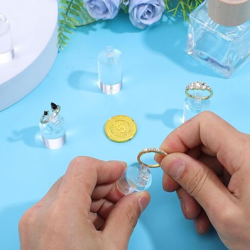 5 Pack Clear Ring Display Stand, Acrylic Ring Display Holder, Cylinder Jewelry Stand Organizer for Wedding Engagement Rings, Sturdy Solid Showcase for Photography Boutique Cosmetic Crafts in Kuwait