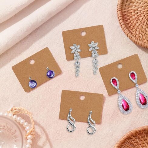 200 Pcs Earring Display Cards - 4.5X3.2cm Kraft Paper Earring Cards Holder Tags Hanging Earrings Card for Earrings Jewelry Display Ear Studs in Kuwait