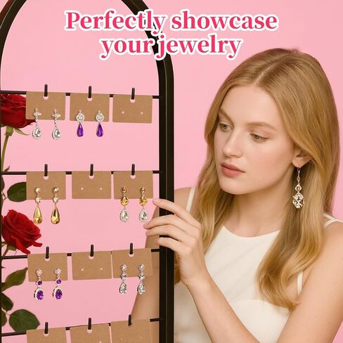 200 Pcs Earring Display Cards - 4.5X3.2cm Kraft Paper Earring Cards Holder Tags Hanging Earrings Card for Earrings Jewelry Display Ear Studs in Kuwait