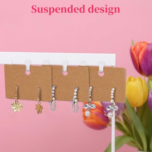 200 Pcs Earring Display Cards - 4.5X3.2cm Kraft Paper Earring Cards Holder Tags Hanging Earrings Card for Earrings Jewelry Display Ear Studs in Kuwait