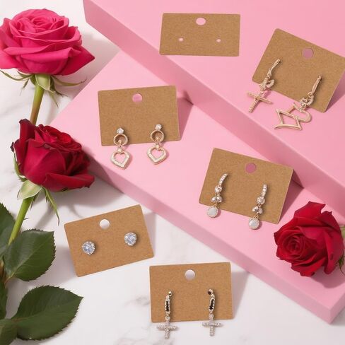 200 Pcs Earring Display Cards - 4.5X3.2cm Kraft Paper Earring Cards Holder Tags Hanging Earrings Card for Earrings Jewelry Display Ear Studs in Kuwait