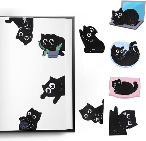 10 Pcs Magnet Bookmarks Cute Cat Book Markers Clips Black Cats Magnet Bookmark Kawaii Cat Page Markers School Office Reading Accessories for Women Teachers Students Book Lover Gifts in Saudi Arabia