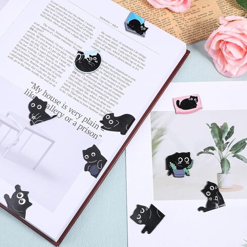 10 Pcs Magnet Bookmarks Cute Cat Book Markers Clips Black Cats Magnet Bookmark Kawaii Cat Page Markers School Office Reading Accessories for Women Teachers Students Book Lover Gifts in Saudi Arabia