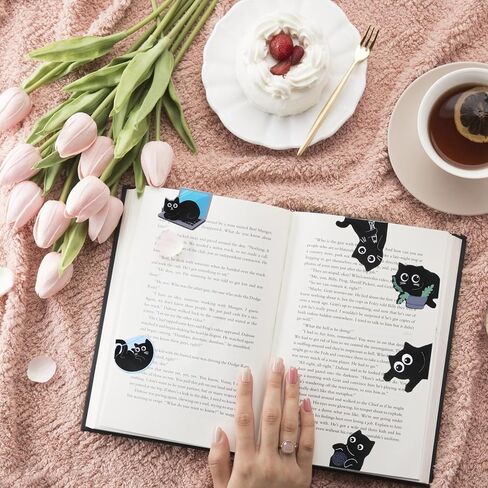 10 Pcs Magnet Bookmarks Cute Cat Book Markers Clips Black Cats Magnet Bookmark Kawaii Cat Page Markers School Office Reading Accessories for Women Teachers Students Book Lover Gifts in Saudi Arabia