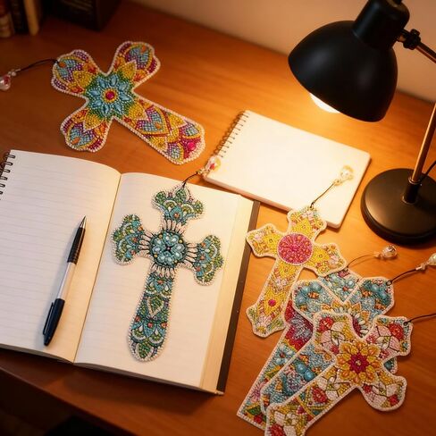 6 PCS Diamond Art Bookmarks,Crystal Rhinestone Painting Kits with Feather Patterns for Home Office and School Reading in Saudi Arabia
