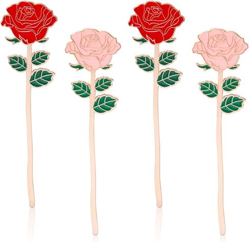 4 PCS Rose Bookmark Gift, Metal Book Page Holder for Reading Lovers, Cute Bookmarks for Mother's Day, Valentine's Day, Teacher's Day, Thanksgiving, Birthday Gift (Multicolor) in Kuwait