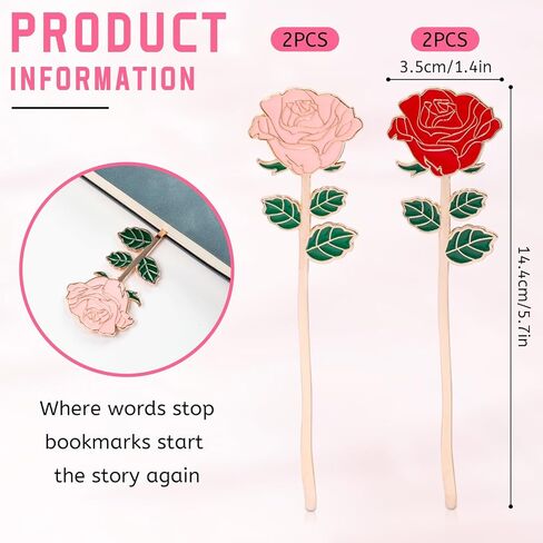 4 PCS Rose Bookmark Gift, Metal Book Page Holder for Reading Lovers, Cute Bookmarks for Mother's Day, Valentine's Day, Teacher's Day, Thanksgiving, Birthday Gift (Multicolor) in Kuwait