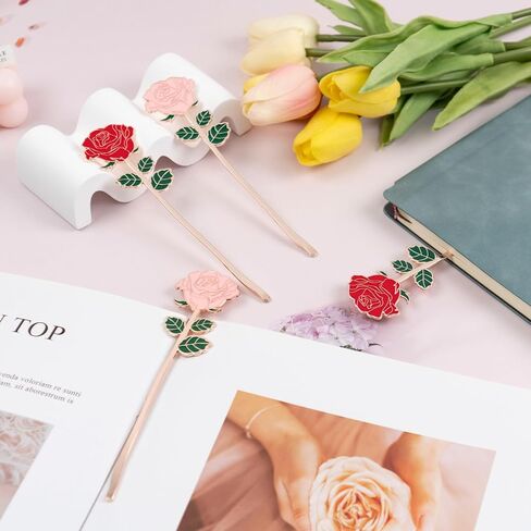 4 PCS Rose Bookmark Gift, Metal Book Page Holder for Reading Lovers, Cute Bookmarks for Mother's Day, Valentine's Day, Teacher's Day, Thanksgiving, Birthday Gift (Multicolor) in Kuwait