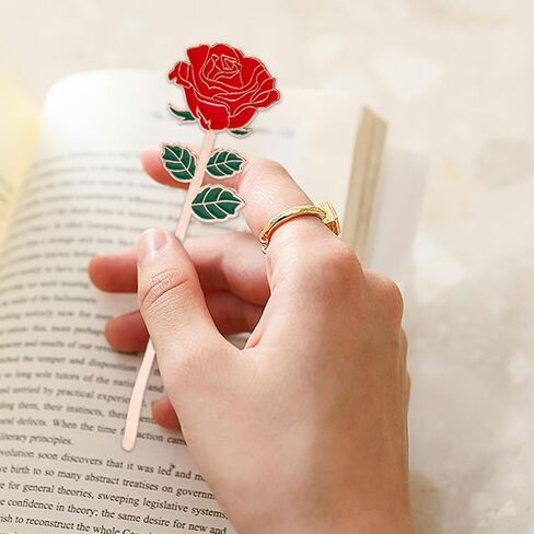 4 PCS Rose Bookmark Gift, Metal Book Page Holder for Reading Lovers, Cute Bookmarks for Mother's Day, Valentine's Day, Teacher's Day, Thanksgiving, Birthday Gift (Multicolor) in Kuwait