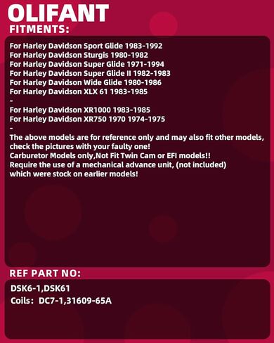 DSK6-1 Electronic Ignition System & 5 OHM Ignition Coil For Harley Davidson Dual Fire 1970-2003 Carburetor Models Replace DC7-1 in Saudi Arabia