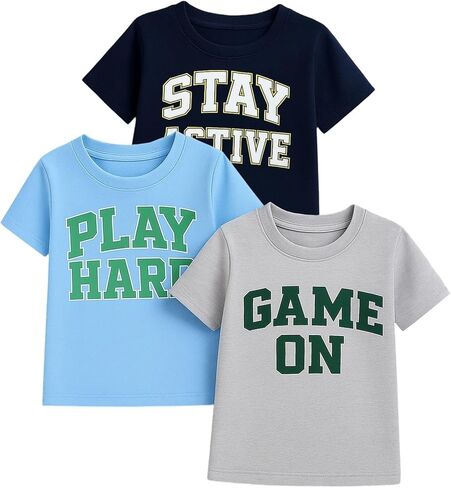 Boys T Shirts 3 Pack Cotton Short Sleeve Tee Shirts Casual Summer Tops for Kids and Big Boys 4-13 Years in Saudi Arabia