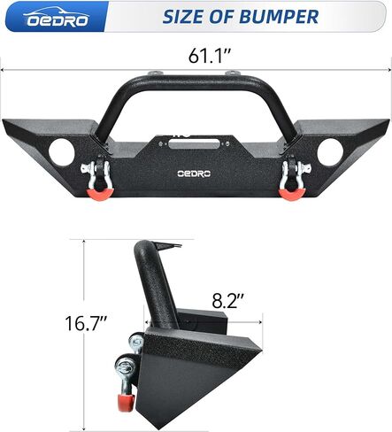 OEDRO Front Bumper Compatible for 2007-2018 Wrangler JK & Unlimited with Winch Plate Mounting & Fog Lights Hole, Upgraded Textured Black Rock Crawler Off Road in Saudi Arabia