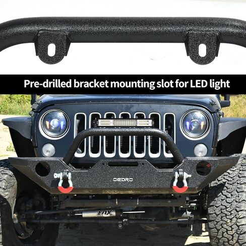 OEDRO Front Bumper Compatible for 2007-2018 Wrangler JK & Unlimited with Winch Plate Mounting & Fog Lights Hole, Upgraded Textured Black Rock Crawler Off Road in Saudi Arabia