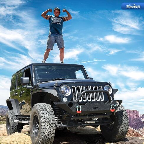 OEDRO Front Bumper Compatible for 2007-2018 Wrangler JK & Unlimited with Winch Plate Mounting & Fog Lights Hole, Upgraded Textured Black Rock Crawler Off Road in Saudi Arabia