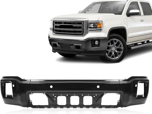 KUAFU Front Bumper Face Bar Compatible with 2014-2015 GMC Sierra 1500 W/Sensor & Fog Lamp Holes Front Bumper 3Pcs Replacement for 22902310, GM1002859-Black in Saudi Arabia