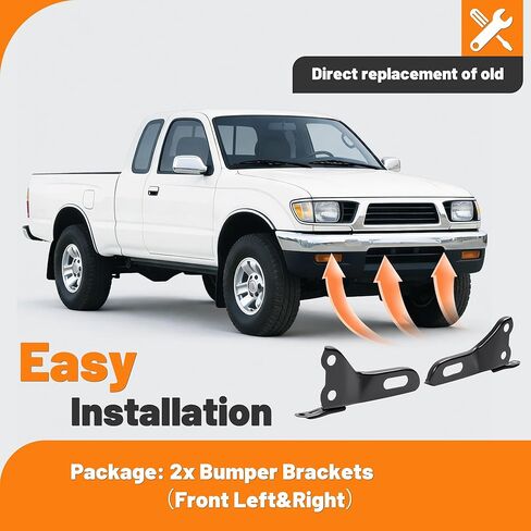 KUAFU 1 Pair Front Bumper Brackets Compatible with 1995-1997 Toyota Tacoma (submodel: DLX, SR5) TO1067115 TO1066115 52011AD010 52012AD010 Driver&Passenger Side Steel Electrophoresis Primed Black in Saudi Arabia