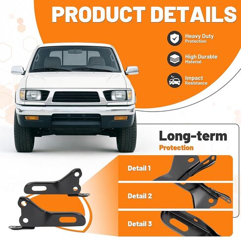 KUAFU 1 Pair Front Bumper Brackets Compatible with 1995-1997 Toyota Tacoma (submodel: DLX, SR5) TO1067115 TO1066115 52011AD010 52012AD010 Driver&Passenger Side Steel Electrophoresis Primed Black in Saudi Arabia
