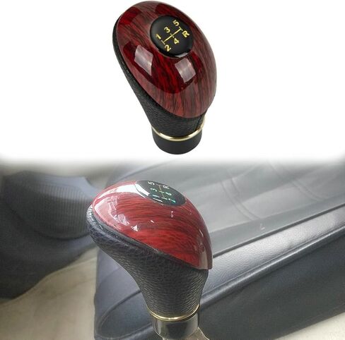 5 Speed Black Shift Knob Gear Stick Shifter Leather Compatible with Ford Ranger 1988 1989 1990 1991 1992 1993 1994 1995 1996 1997 1998 1999-2011 (Black and Peach Wood Color) in Kuwait