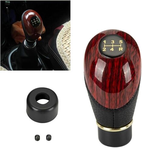 5 Speed Black Shift Knob Gear Stick Shifter Leather Compatible with Ford Ranger 1988 1989 1990 1991 1992 1993 1994 1995 1996 1997 1998 1999-2011 (Black and Peach Wood Color) in Kuwait