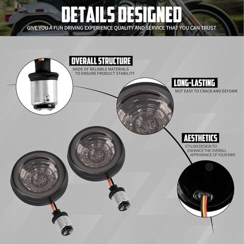 مصابيح إشارات الانعطاف LED للدراجة النارية الأمامية 1157 أضواء رصاصة مناسبة لدراجة Harley Softail Dyna Sportster Touring CVO Electra Glide Classic Street Glide Road Glide in Kuwait