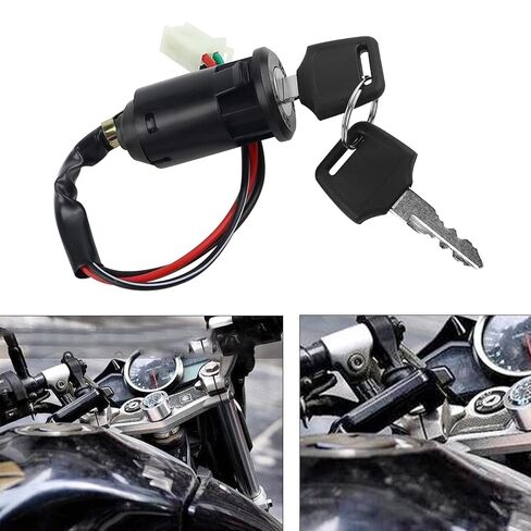 FLYPIG 4 Wires Ignition Switch Key 50 70 90 110 125 150 200 250CC ATV Dirt Pit Bike Taotao BW50 DT50 FJR1300 FZ1 FZR400 YX600 Road Star TTR90 V Star 250 WR250 XT225 YZ80 1990-2014 for Yamaha Kawasaki in Kuwait