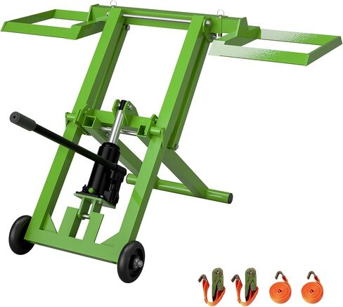 Lawn Mower Lift 500lbs with Saves Effort Hydraulic Handle &Safety Ratchet Belt, Zero Turn Mower Lift Foldable Design Easy Storage, Lawnmower Jack for Lawn Mowers and Garden Tractors (Green in Saudi Arabia