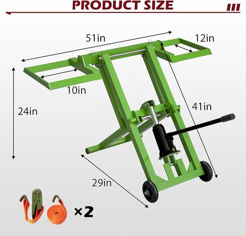 Lawn Mower Lift 500lbs with Saves Effort Hydraulic Handle &Safety Ratchet Belt, Zero Turn Mower Lift Foldable Design Easy Storage, Lawnmower Jack for Lawn Mowers and Garden Tractors (Green in Saudi Arabia