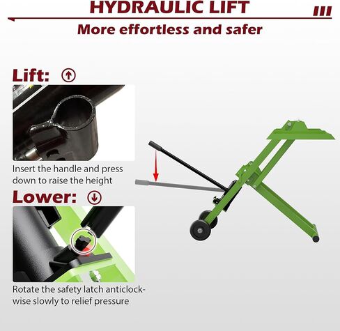 Lawn Mower Lift 500lbs with Saves Effort Hydraulic Handle &Safety Ratchet Belt, Zero Turn Mower Lift Foldable Design Easy Storage, Lawnmower Jack for Lawn Mowers and Garden Tractors (Green in Saudi Arabia