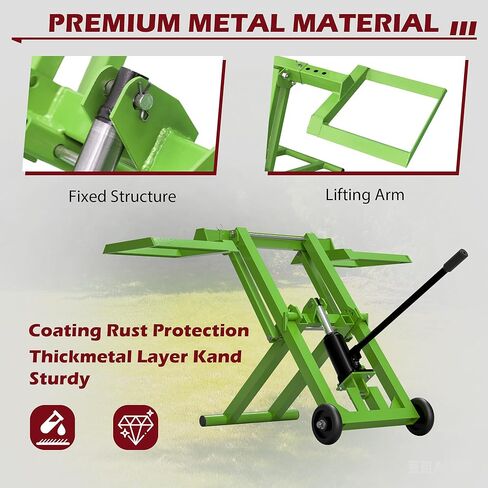 Lawn Mower Lift 500lbs with Saves Effort Hydraulic Handle &Safety Ratchet Belt, Zero Turn Mower Lift Foldable Design Easy Storage, Lawnmower Jack for Lawn Mowers and Garden Tractors (Green in Saudi Arabia