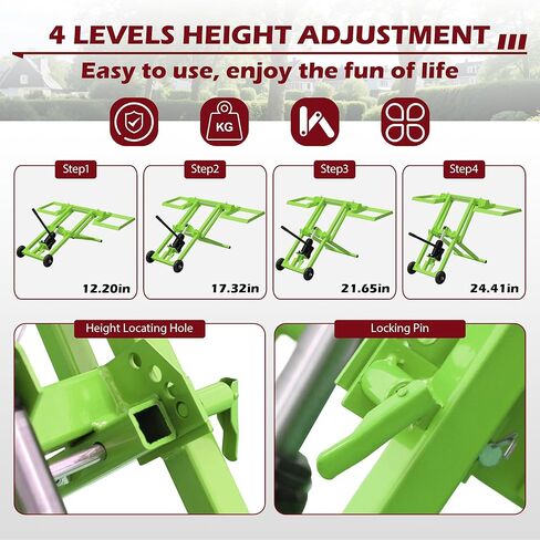 Lawn Mower Lift 500lbs with Saves Effort Hydraulic Handle &Safety Ratchet Belt, Zero Turn Mower Lift Foldable Design Easy Storage, Lawnmower Jack for Lawn Mowers and Garden Tractors (Green in Saudi Arabia