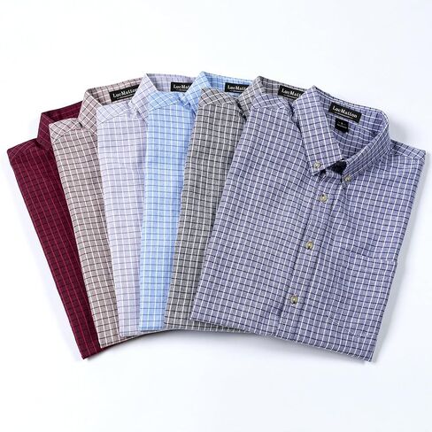 LucMatton Men's Plaid Short Sleeve Button Down Shirt Smart Casual Linen-Like Regular Fit Summer Tops in Saudi Arabia