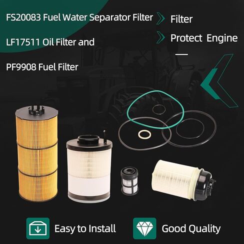 FS20083 فلتر فاصل مياه الوقود LF17511 فلتر الزيت وفلتر الوقود PF9908 متوافق مع محركات الديزل ISX DD13 DD15 DD16 ديترويت، OE FS20083 LF17511 PF9908 in Saudi Arabia