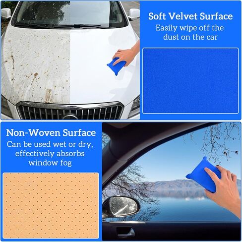 2 PCS Car Window Defogger Sponge, Absorbent Car Windshield Cleaner Inside Reusable Mirrors Window Glass Defogging Sponge for Auto Glass Fog and Steam Removal Non-Scratch Cleaning (Blue+Yellow) in Saudi Arabia