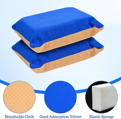 2 PCS Car Window Defogger Sponge, Absorbent Car Windshield Cleaner Inside Reusable Mirrors Window Glass Defogging Sponge for Auto Glass Fog and Steam Removal Non-Scratch Cleaning (Blue+Yellow) in Saudi Arabia