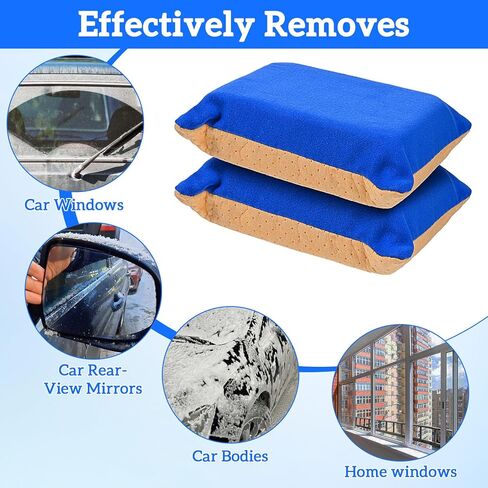 2 PCS Car Window Defogger Sponge, Absorbent Car Windshield Cleaner Inside Reusable Mirrors Window Glass Defogging Sponge for Auto Glass Fog and Steam Removal Non-Scratch Cleaning (Blue+Yellow) in Saudi Arabia