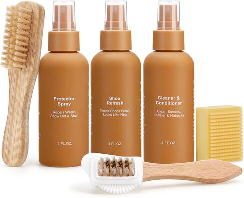 Suede and Nubuck Cleaner Kit, 5-in-1 Shoe Care Kit with Protector Spray | Effective Suede Stain Remover and Water Repellent for Sheepskin, Leather, Suede Boots, Sneakers and Footwear in Kuwait